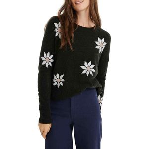 Madewell Sweater M Floral Intarsia Crew Neck Wool